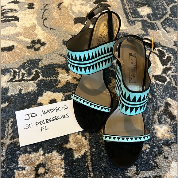 Versace Shoes - Versace Tiffany Blue Strappy Heels